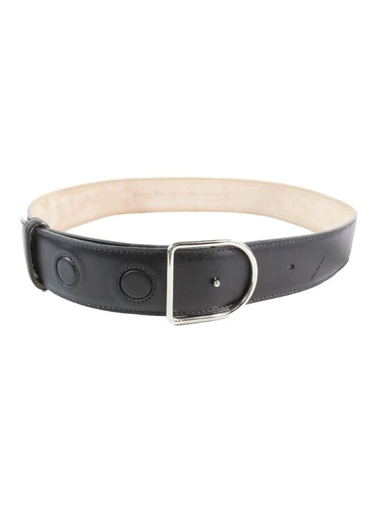Dior Dlogo Buckle Leather Belt Black Silver